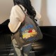 Gao Yuanyuan's same style canvas bag ball chain bag, eco-friendly bag, crossbody nylon women's large-capacity embroidered shopping bag Gao Yuanyuan's same style canvas bag ball chain bag, eco-friendly bag, crossbody nylon women's large-capacity embroidered shopping bag