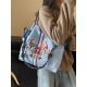 ball chain's new flame-embroidered shopping bag, waterproof foldable portable handbag, single-shoulder crossbody bag