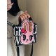Gentle Woman embroidered one-shoulder crossbody canvas bag, small square bag with rabbit letter prints, mobile phone bag Gentle Woman embroidered one-shoulder crossbody canvas bag, small square bag with rabbit letter prints, mobile phone bag