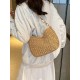 New Korean-style versatile beach bag, small square bag, fashionable straw woven mobile phone bag, high-end commuting underarm bag for women