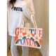 The new Gentle Woman large-capacity single-shoulder tote rainbow canvas bag is a versatile class and commuting bag for girls