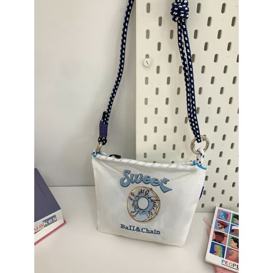 ball chain's same style donut embroidered small square bag, fashionable and versatile single-shoulder crossbody bag, makeup storage bag for women ball chain's same style donut embroidered small square bag, fashionable and versatile single-shoulder crossbody bag, makeup storage bag for women