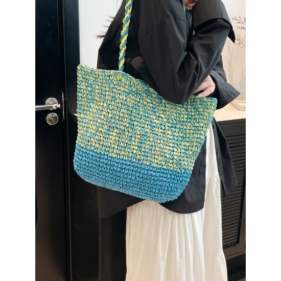 2025 Summer new casual single-shoulder bag, seaside vacation straw woven bag, large-capacity fashionable woven tote bag 2025 Summer new casual single-shoulder bag, seaside vacation straw woven bag, large-capacity fashionable woven tote bag
