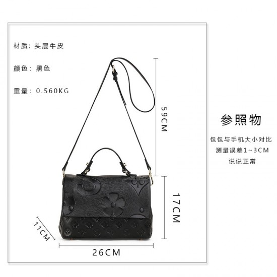 Qiandian top-grain cowhide bag 2025 New style fashionable and versatile summer handbag, ladies' bag, genuine leather single shoulder crossbody