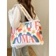 The new Gentle Woman large-capacity single-shoulder tote rainbow canvas bag is a versatile class and commuting bag for girls