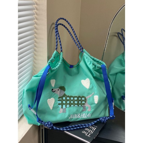 ball chain new dog towel embroidered shopping bag Fashionable and versatile single-shoulder crossbody tote bag women's bag