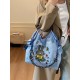 ballchain Japanese cute and niche eco-friendly shopping bags, new cartoon rabbit embroidered bags, large-capacity shopping