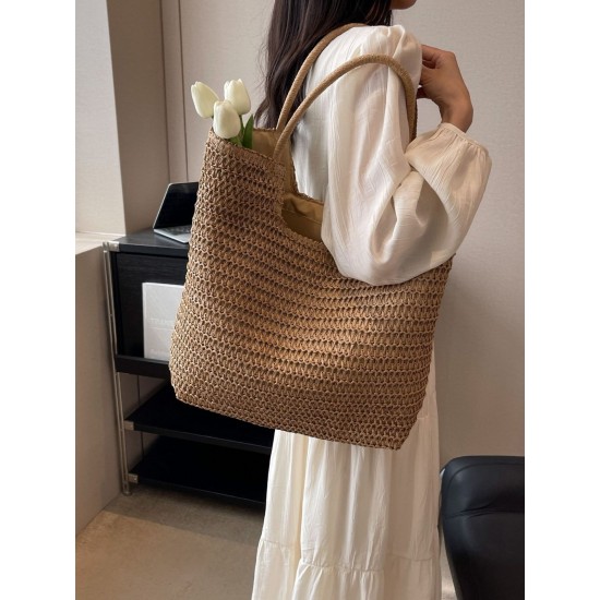 2025 new large-capacity straw woven bag tote bag, fashionable and versatile single-shoulder bag, beach vacation bag for women 2025 new large-capacity straw woven bag tote bag, fashionable and versatile single-shoulder bag, beach vacation bag for women