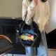 Gao Yuanyuan's same style canvas bag ball chain bag, eco-friendly bag, crossbody nylon women's large-capacity embroidered shopping bag Gao Yuanyuan's same style canvas bag ball chain bag, eco-friendly bag, crossbody nylon women's large-capacity embroidered shopping bag