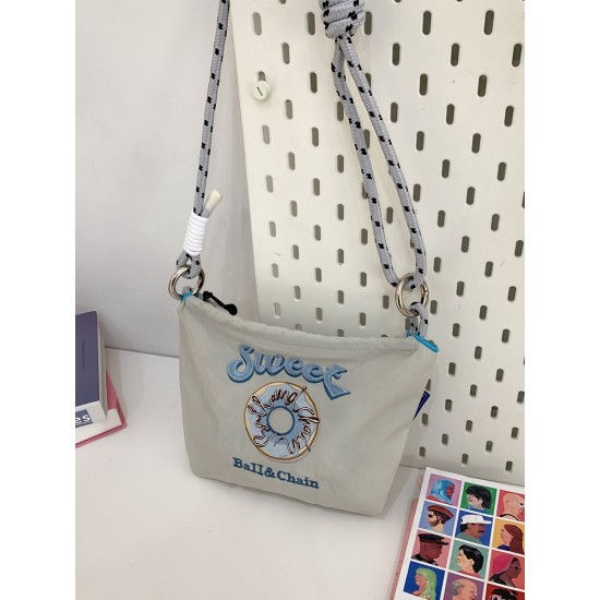 ball chain's same style donut embroidered small square bag, fashionable and versatile single-shoulder crossbody bag, makeup storage bag for women ball chain's same style donut embroidered small square bag, fashionable and versatile single-shoulder crossbody bag, makeup storage bag for women
