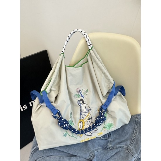 Summer new ball chain embroidered shopping bag, large-capacity hand bill of lading, shoulder crossbody tote women's bag