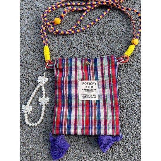 The 2025 summer new single-shoulder crossbody small square bag is a versatile color-blocking checkered tassel women's casual mobile phone bag The 2025 summer new single-shoulder crossbody small square bag is a versatile color-blocking checkered tassel women's casual mobile phone bag