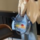 Gao Yuanyuan's same style canvas bag ball chain bag, eco-friendly bag, crossbody nylon women's large-capacity embroidered shopping bag Gao Yuanyuan's same style canvas bag ball chain bag, eco-friendly bag, crossbody nylon women's large-capacity embroidered shopping bag